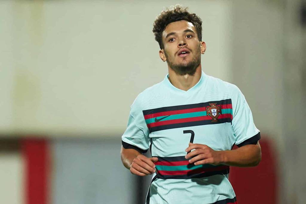 GIBRALTAR, GIBRALTAR - OCTOBER 13: Pedro Antonio Pereira Goncalves 'Pote' of Portugal U21 looks on during the UEFA Euro Under 21 Qualifier match between Gibraltar U21 and Portugal U21 at Victoria Stadium on October 13, 2020 in Gibraltar, Gibraltar. (Photo by Mateo Villalba/Quality Sport Images/Getty Images)