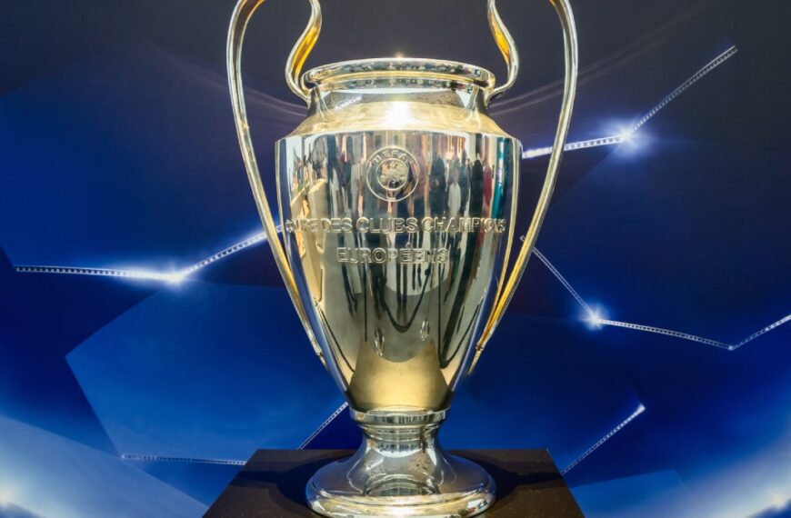 The Uefa Champions League football trophy
