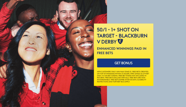 Sky Bet Odds Boost, Get 50/1 on 1+ Shot on Target for Blackburn vs. Derby – EFL Championship Betting