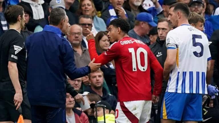 Brighton 2-2 Nottingham Forest: Gibbs-White sent off in dramatic match at Amex