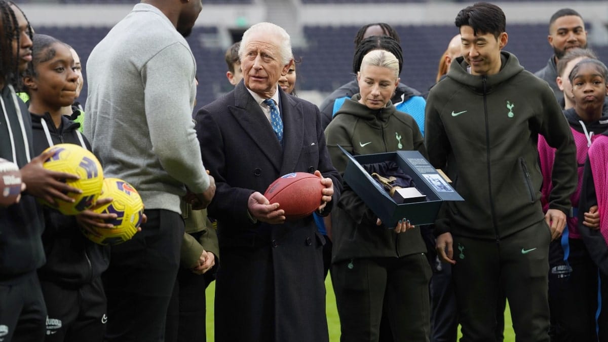 King Charles visits Tottenham Hotspur stadium for NFL masterclass