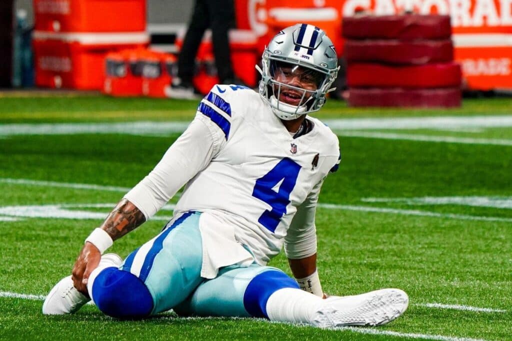 American footballer Dak Prescott playing for NFL team the Dallas Cowboys