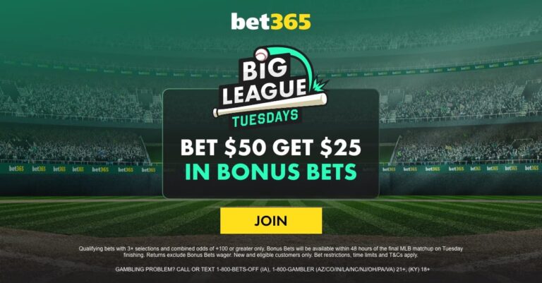bet365 Big League Tuesday –  in Bonus Bets for MLB Wild Card Betting