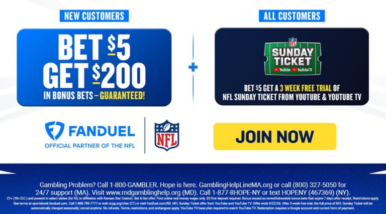 FanDuel Launch 3 Week FREE Access to NFL Sunday Ticket via YouTube