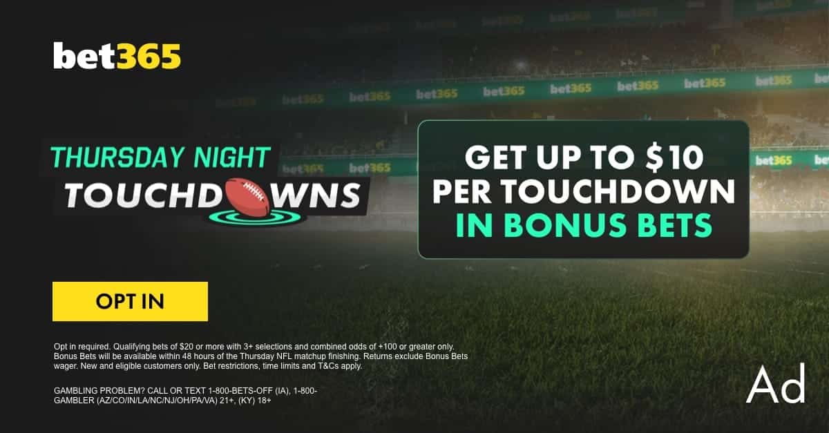 Thursday Night Touchdowns – Get up to $10 in Bonus Bets per TD on Bills vs Dolphins