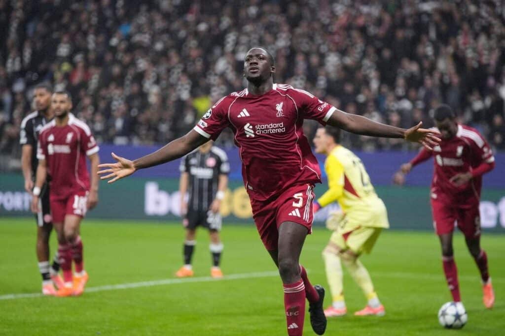 Ibrahima Konate scoring for Liverpool