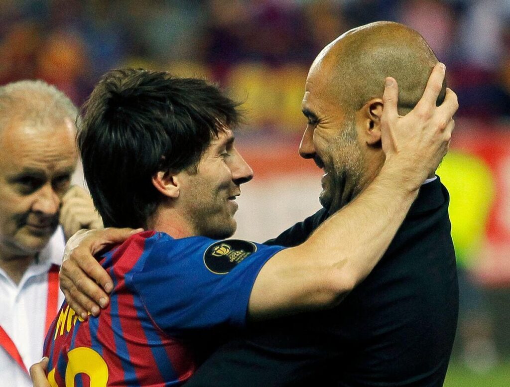 Lionel Messi and Pep Guardiola