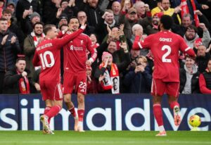 Liverpool v Brighton: Hugo Ekitike scores after just 46 seconds with Mohamed Salah watching on from the bench