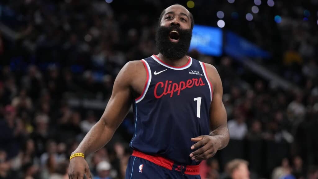 Basketball player James Harden playing in the NBA for the Los Angeles Clippers