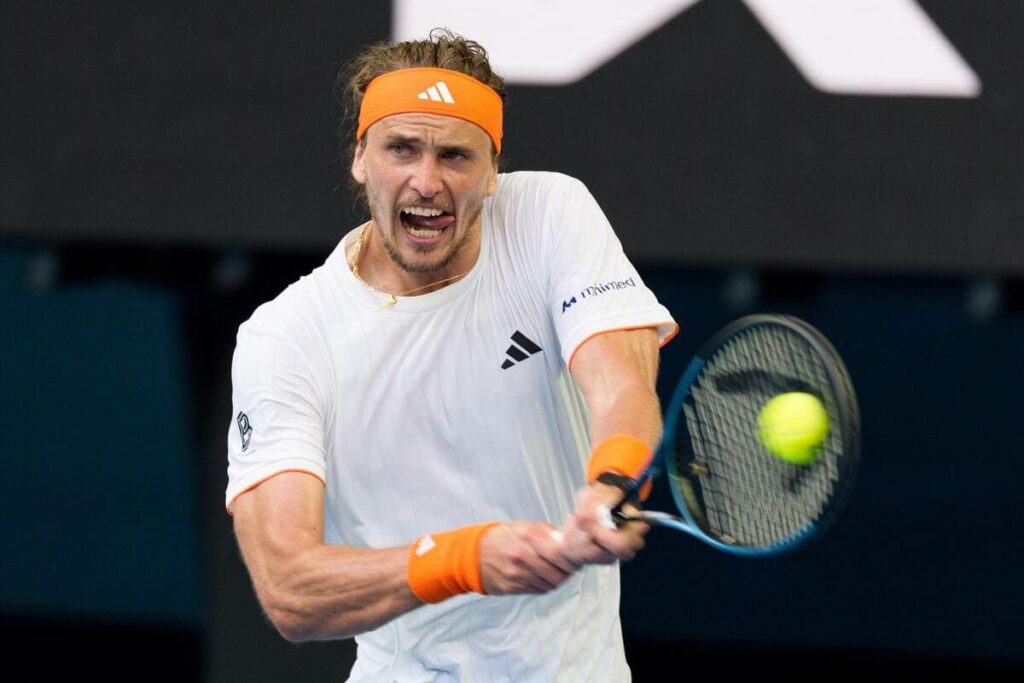 Alexander Zverev in action against Carlos Alcaraz at the Australian Open