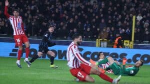 Champions League play-offs: Club Brugge and Atleti in six-goal thriller as Schick double fires Bayer Leverkusen to victory