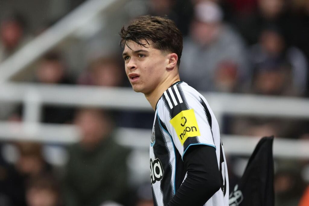 Newcastle midfielder Lewis Miley