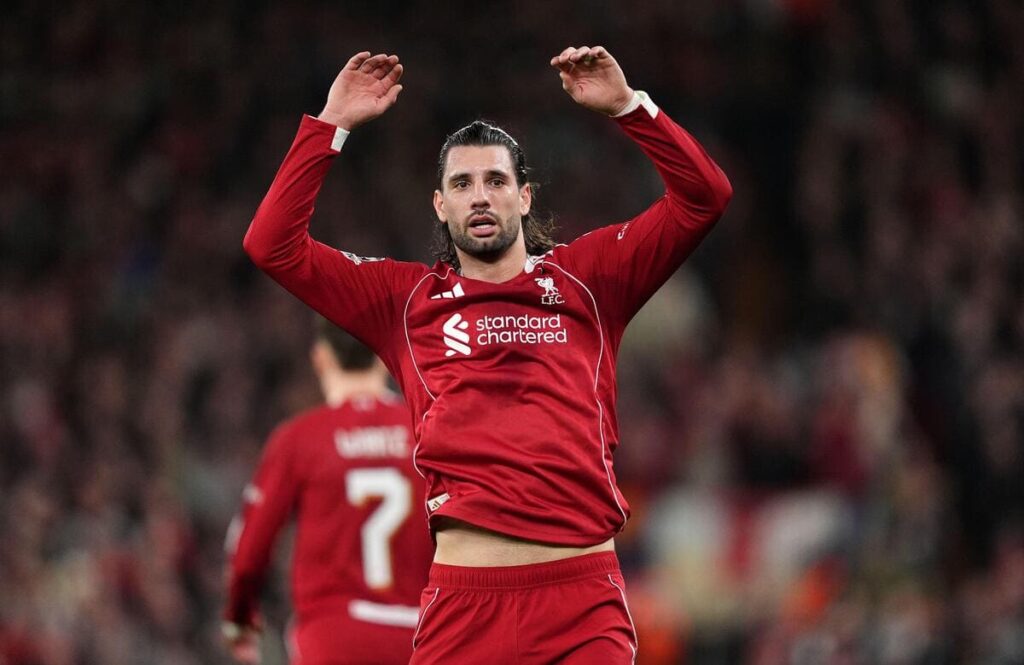 Dominik Szoboszlai celebrates for Liverpool