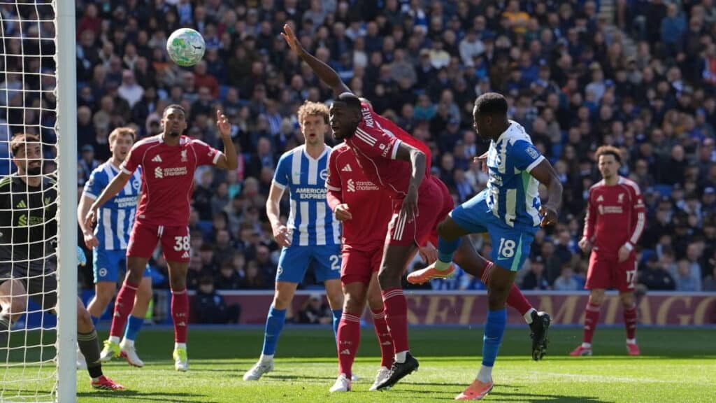 Danny Welbeck scores for Brighton against Liverpool