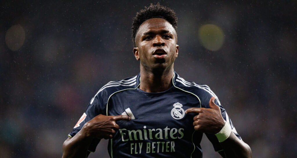 Vinicius Junior celebrates scoring for Real Madrid