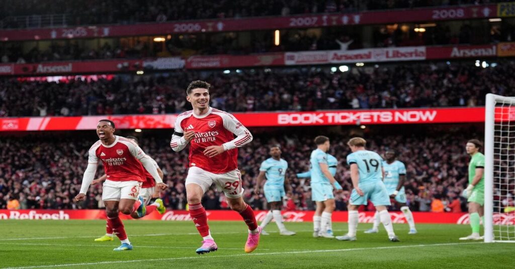 Kai Havertz celebrates scoring for Arsenal against Burnley