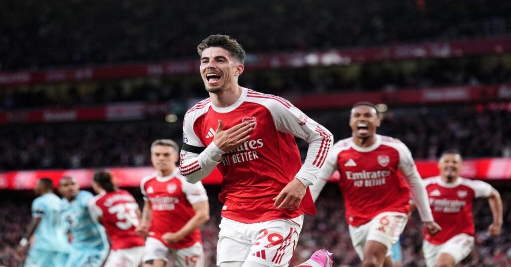 Kai Havertz celebrates scoring for Arsenal