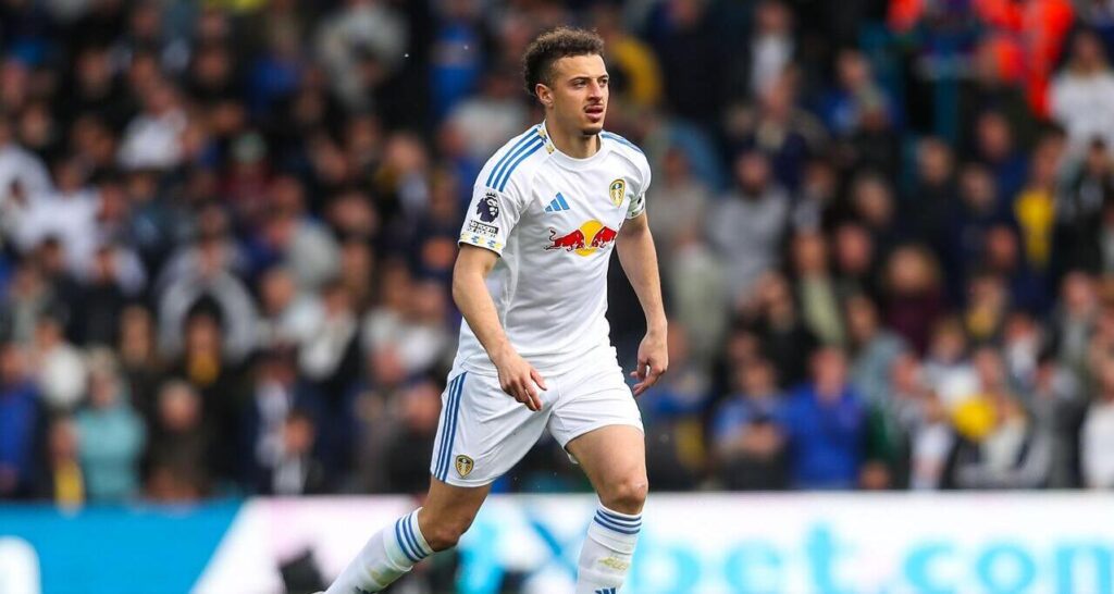 Leeds captain Ethan Ampadu in action against Brighton