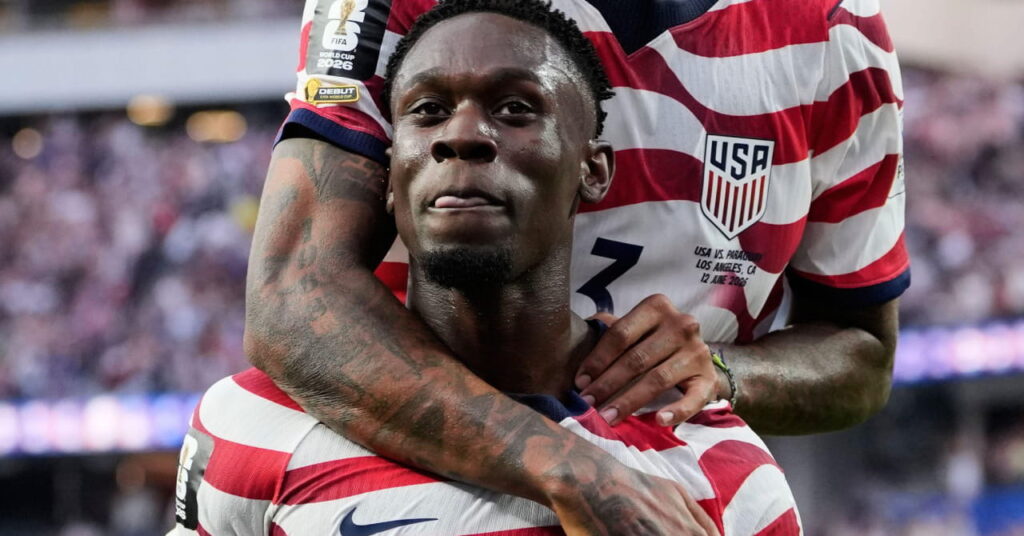 Florin Balogun celebrates scoring for the USA at the World Cup 2026