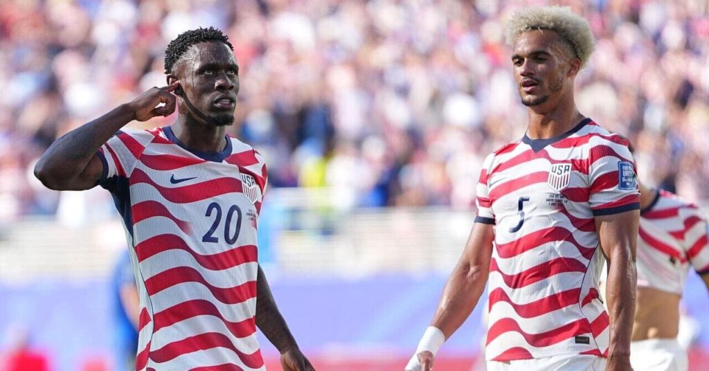 Folarin Balogun celebrates a goal for United States