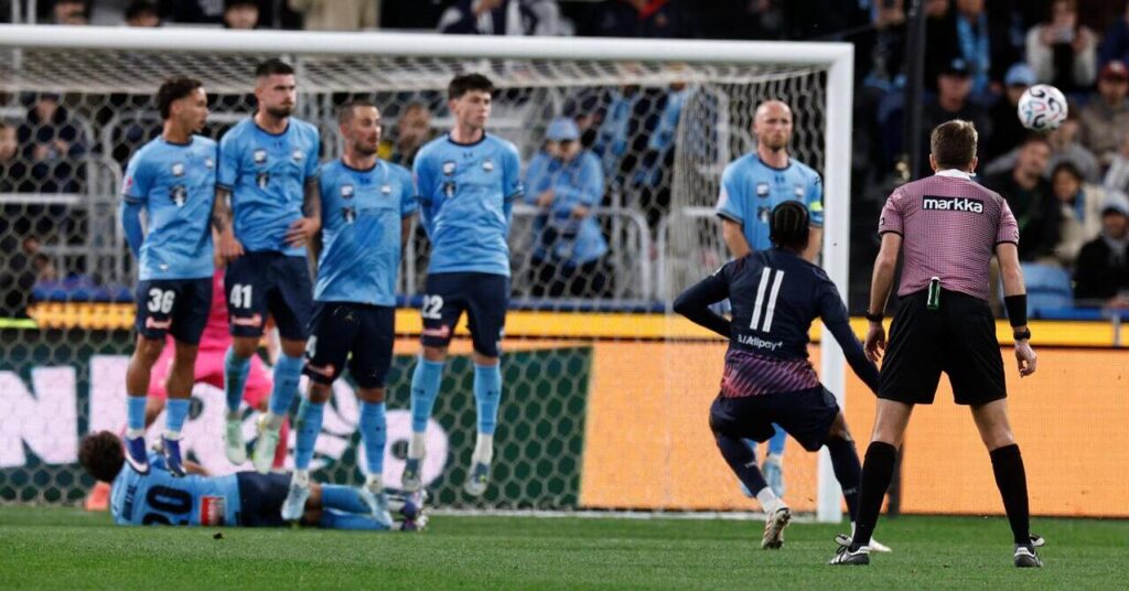 Mathys Tel opens the scoring for Tottenham against Sydney FC with a brilliant free-kick