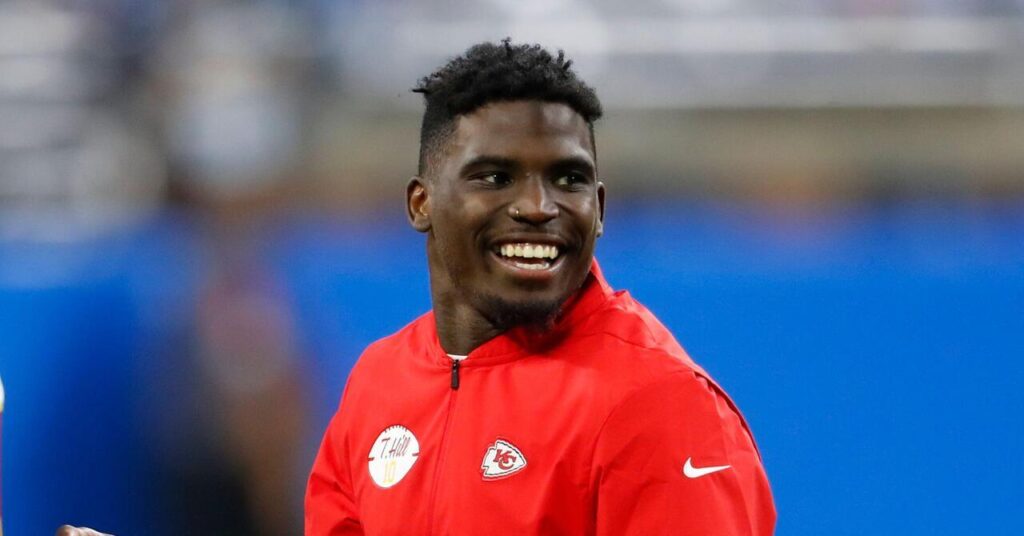 Wide receiver Tyreek Hill durante seu tempo com o Kansas City Chiefs
